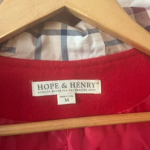 HOPE & HENRY sz Medium Girls Cape Double Breasted Pockets Tan Plaid Hood Lining - Picture 8 of 14